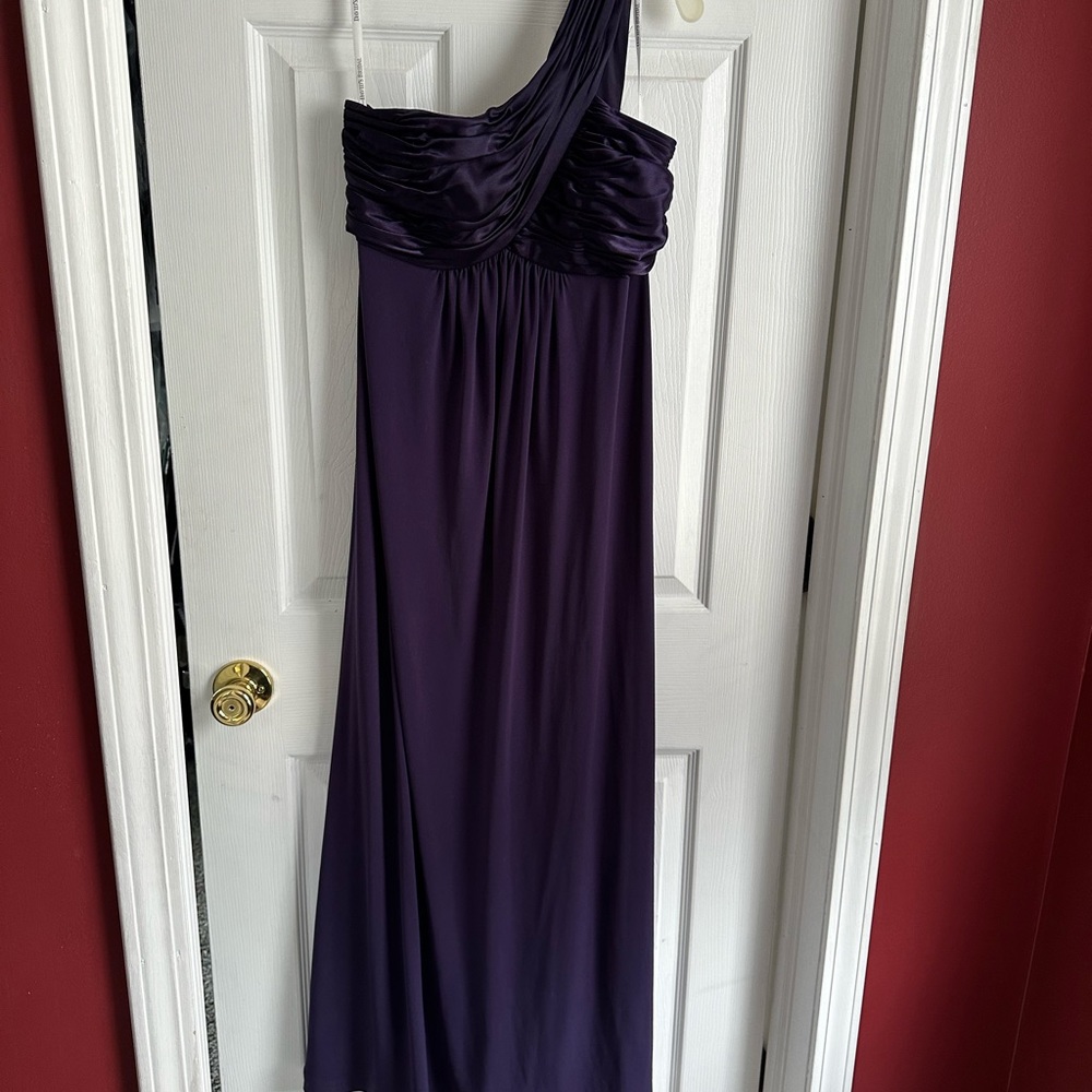Purple maxi David’s bridal bridesmaid dress